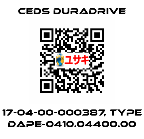 17-04-00-000387, Type DAPE-0410.04400.00 Ceds Duradrive