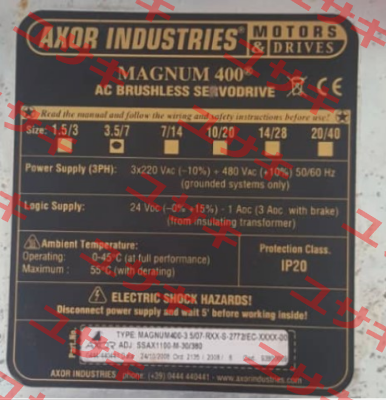 MAGNUM 400 old code / new code 93811310 Axor Industries