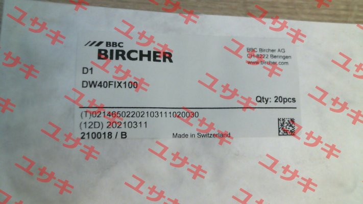 210018 / DW40FIX100 Bircher